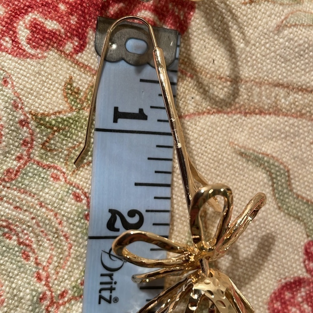 Natasha Gold Tone Upside Down Flower Pierced Hook Ear Rings - Picture 6 of 7